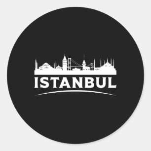 Istanbul Turkey City Cityscape Skyline Funny Gift Runt Klistermärke