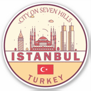 Istanbul Turkey City Skyline Emblem Klistermärken