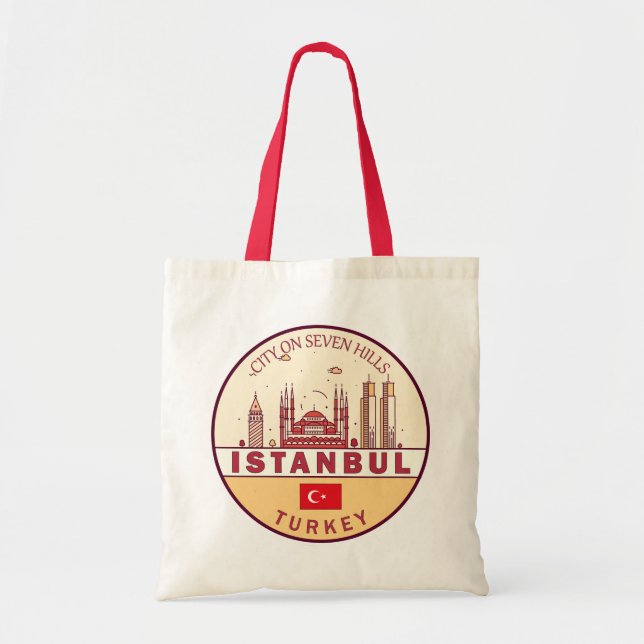 Istanbul Turkey City Skyline Emblem Tygkasse (Framsidan)