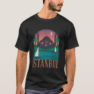 Istanbul Turkey City Skyline Silhouette Outline Sk T Shirt