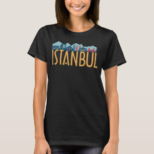 Istanbul Turkey City Skyline Silhouette Outline Sk T Shirt