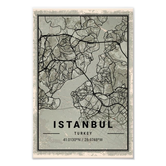 Istanbul turkey map print poster canvas (Framsidan)