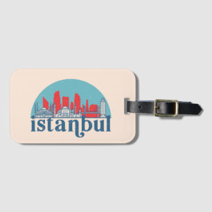 Istanbul Turkey Retro City Skyline Cityscape Art Bagagebricka