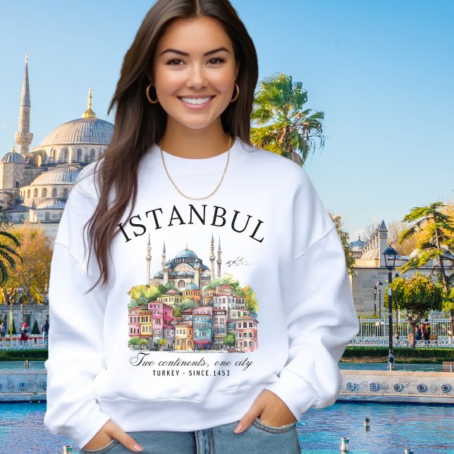 Istanbul Turkey Watercolor City T Shirt (Skapare uppladdad)