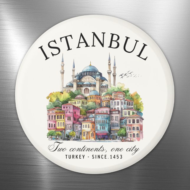 Istanbul Turkey Watercolor Skyline city Magnet (Skapare uppladdad)
