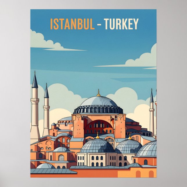 Istanbul Turkey with hagia Sophia and minarets Poster (Framsidan)