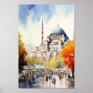 Istanbul Turkiet Berömd Travel Ställe Poster