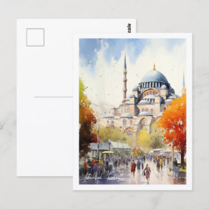 Istanbul Turkiet Berömd Travel Ställe Vykort