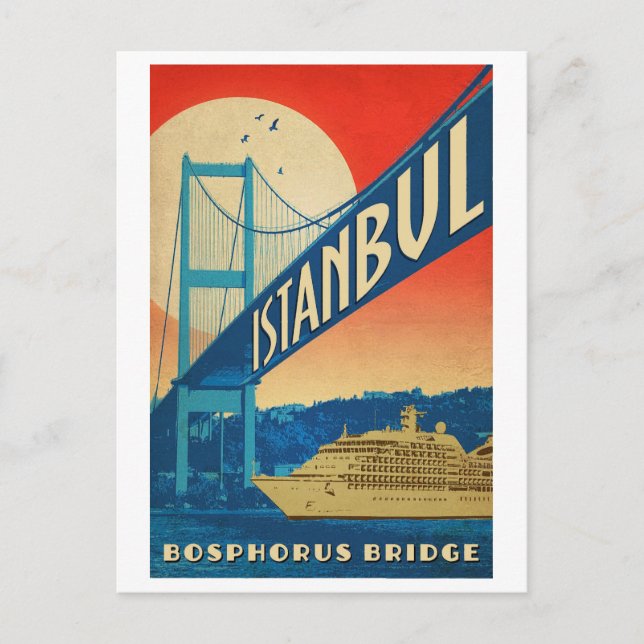Istanbul, Turkiet, Bosporen brygga,turist kryssare Vykort (Framsida)