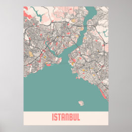 Istanbul - Turkiet Chalk City Karta Poster