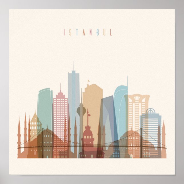 Istanbul, Turkiet | City Skyline Poster (Framsidan)