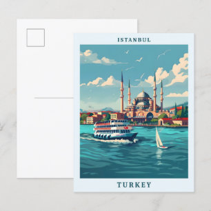 Istanbul Turkiet Elegant Art Vintage resor Vykort
