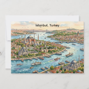 Istanbul Turkiet Hagia Sofia Akvarell  Kort