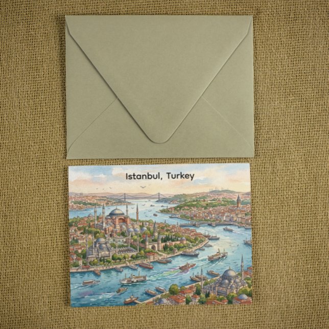 Istanbul Turkiet Hagia Sofia Akvarell  Vykort (Istanbul Turkey Hagia Sophia Watercolor Postcard
)