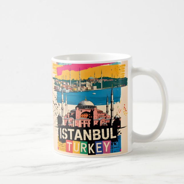 Istanbul Turkiet Hagia Sofia Retro Popkonst Resa Kaffemugg (Höger)