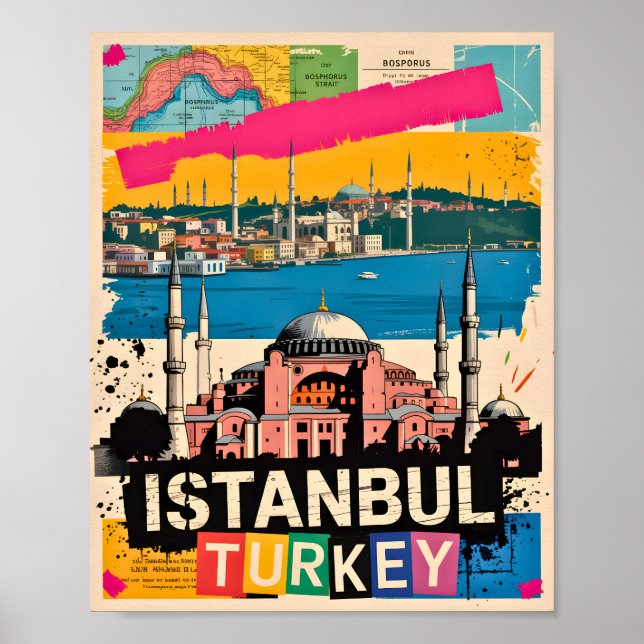 Istanbul Turkiet Hagia Sofia Retro Popkonst Resa Poster (Framsidan)