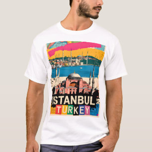 Istanbul Turkiet Hagia Sofia Retro Popkonst Resa T Shirt