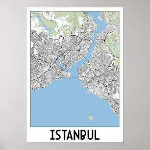 Istanbul, Turkiet karta Poster