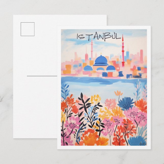 Istanbul Turkiet Konst Resa  Vykort (Fram/baksida)