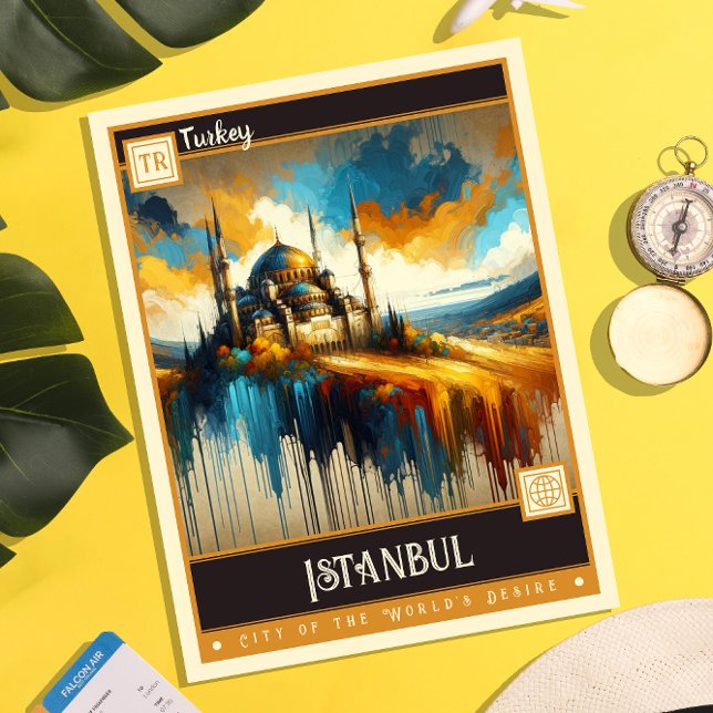 Istanbul, Turkiet | Måla Vintage Vykort (Skapare uppladdad)