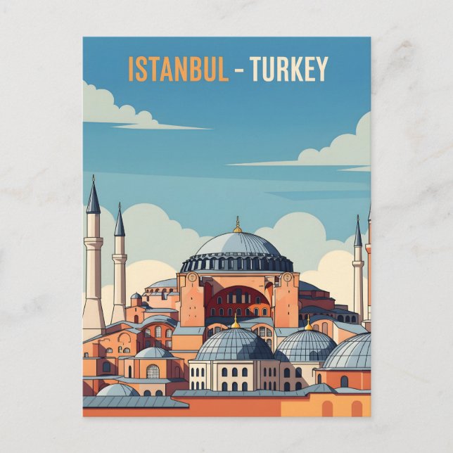 Istanbul Turkiet med Hagia Sofia och minareter Vykort (Framsida)