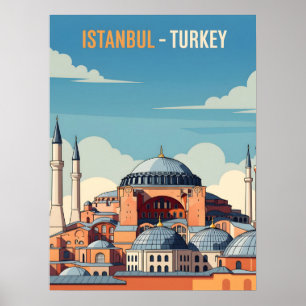 Istanbul Turkiet med hagia Sophia och minareter Poster
