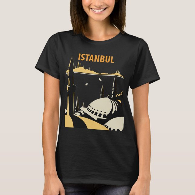Istanbul Turkiet Moské Retro Resa T-Shirt (Framsida)