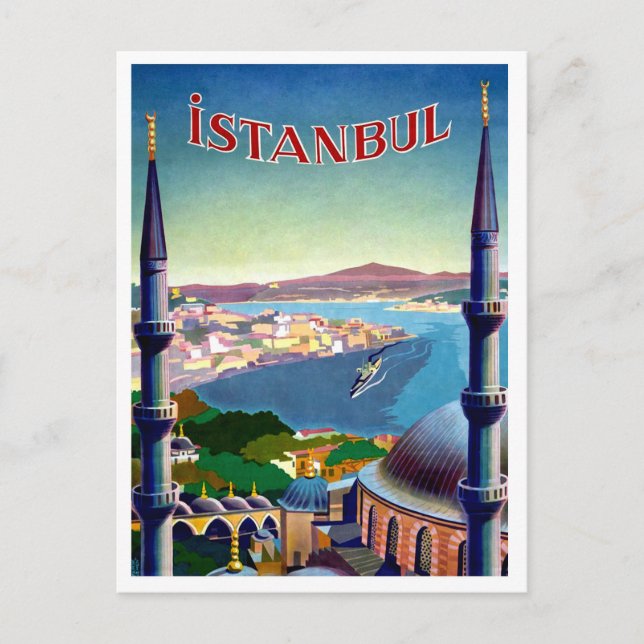 Istanbul, Turkiet, panorama-synen på kusten Vykort (Framsida)