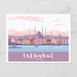 Istanbul Turkiet Pastel Travel Design Vykort