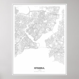 Istanbul, Turkiet Poster minimalistiskt Karta (Sti