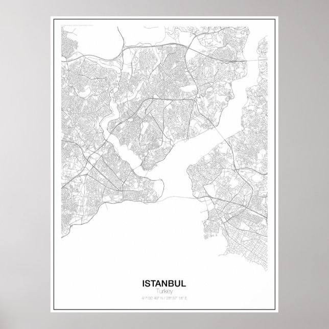 Istanbul, Turkiet Poster minimalistiskt Karta (Sti (Framsidan)