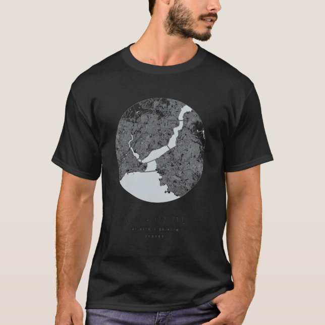 Istanbul Turkiet samordnar Karta Hometown T Shirt (Framsida)