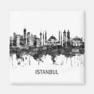 Istanbul Turkiet Skyline BW Magnet