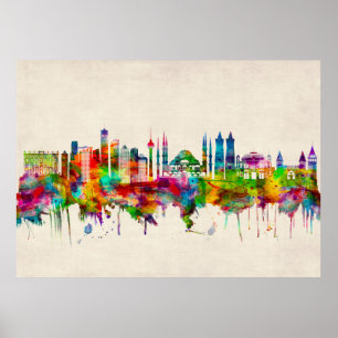 Istanbul Turkiet Skyline Poster