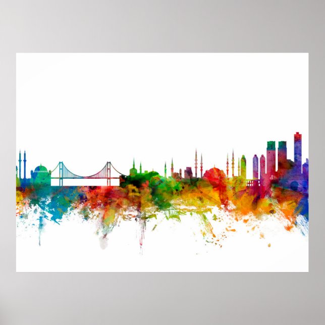 Istanbul Turkiet Skyline Poster (Framsidan)