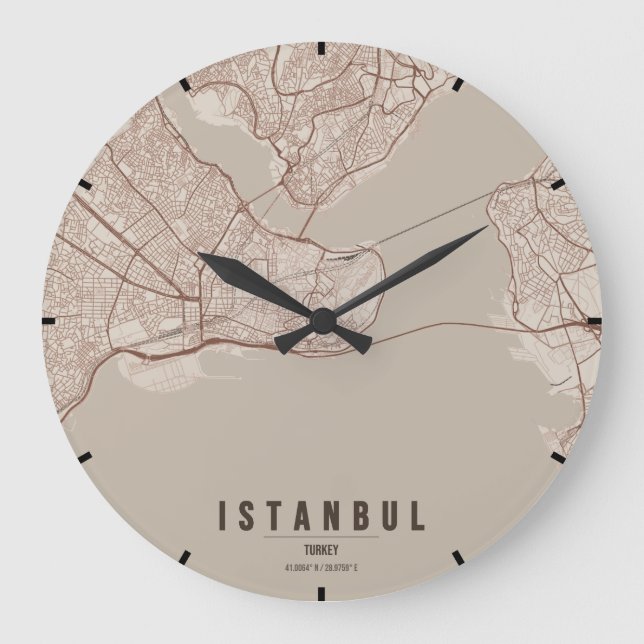 Istanbul Turkiet Stadskarta Minimal Stor Klocka (Framsida)