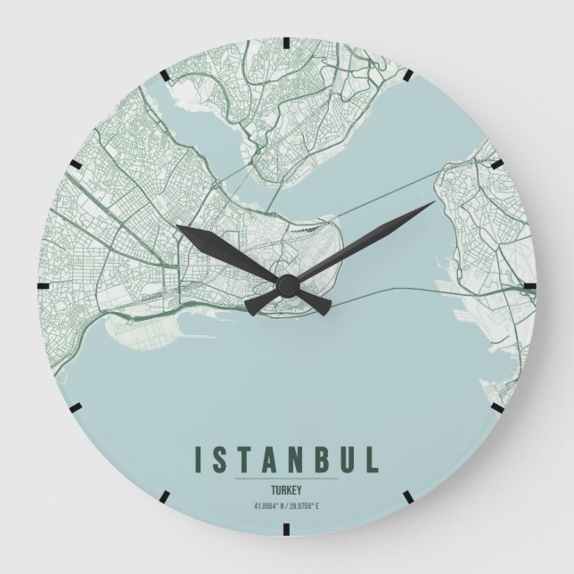 Istanbul Turkiet Stadskarta Minimal Stor Klocka (Framsida)