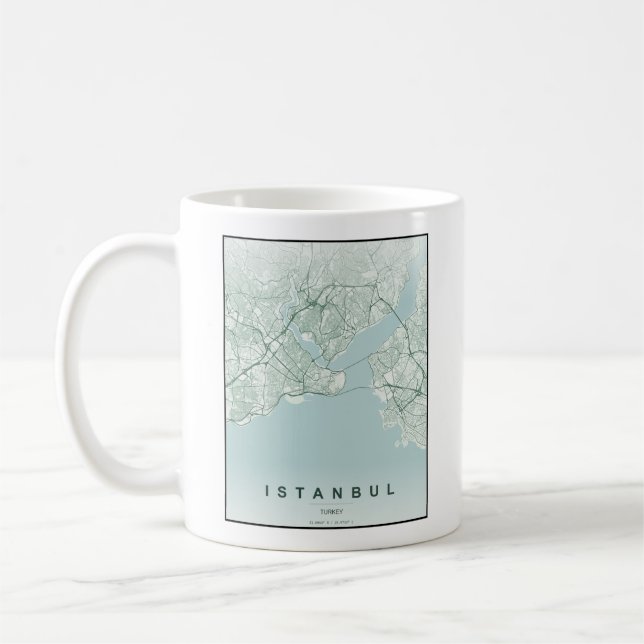 Istanbul Turkiet Stadskarta Minimalistisk Design K Kaffemugg (Vänster)