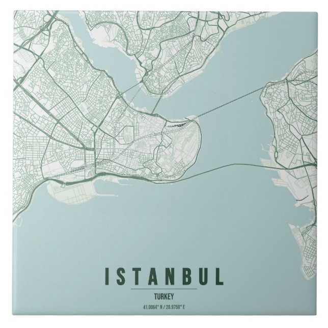 Istanbul Turkiet Stadskarta Minimalistisk Design Kakelplatta (Framsidan)