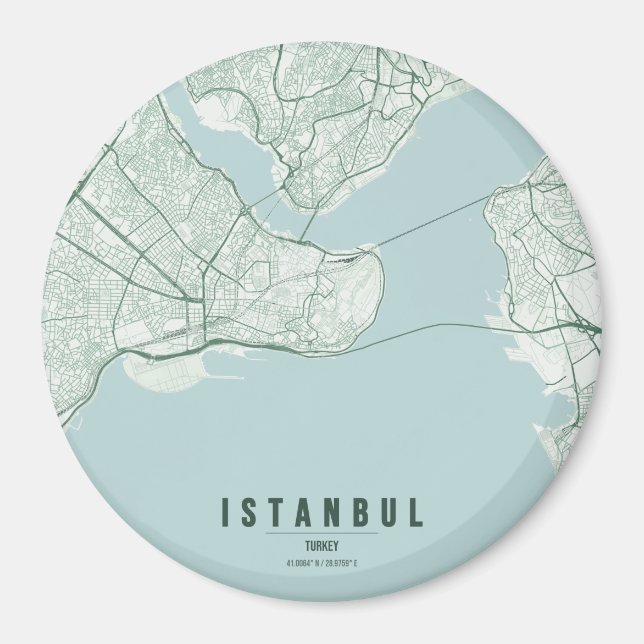 Istanbul Turkiet Stadskarta Minimalistisk Design Magnet (Framsidan)