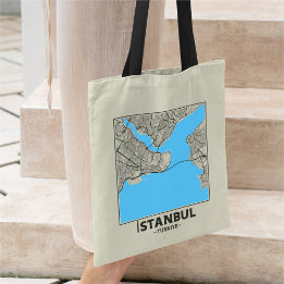 Istanbul, Turkiet Stadskarta Totebag Tygkasse