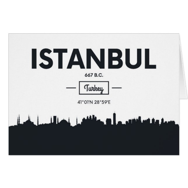 Istanbul Turkiet | stadskoordinater Hälsningskort (Framsidan Horizontal)