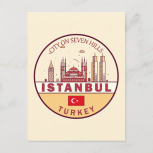 Istanbul Turkiet Stadssiluett Emblem Vykort