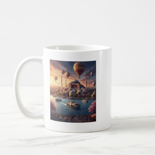 Istanbul Turkiet Varmbåtsballonger Blå moskén Kaffemugg (Vänster)