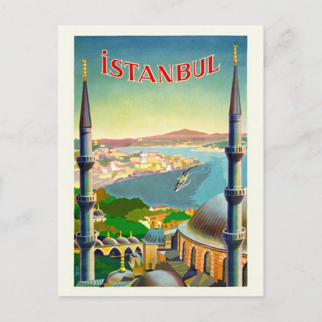Istanbul Turkiet Vintage affisch 1939 Vykort (Framsida)