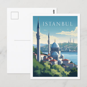 Istanbul Turkiet Vintage Berömd Travel Ställe Vykort