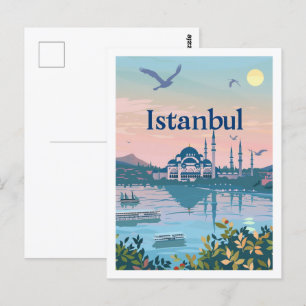 Istanbul Turkiet Vintage Berömd Travel Ställe Vykort