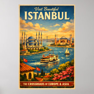 Istanbul Turkiet - Vintage Resemaffisch Poster