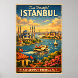 Istanbul Turkiet - Vintage Resemaffisch Poster
