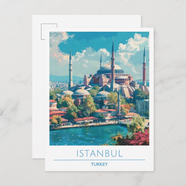Istanbul Turkiet Vintage resor Vykort (Fram/baksida)